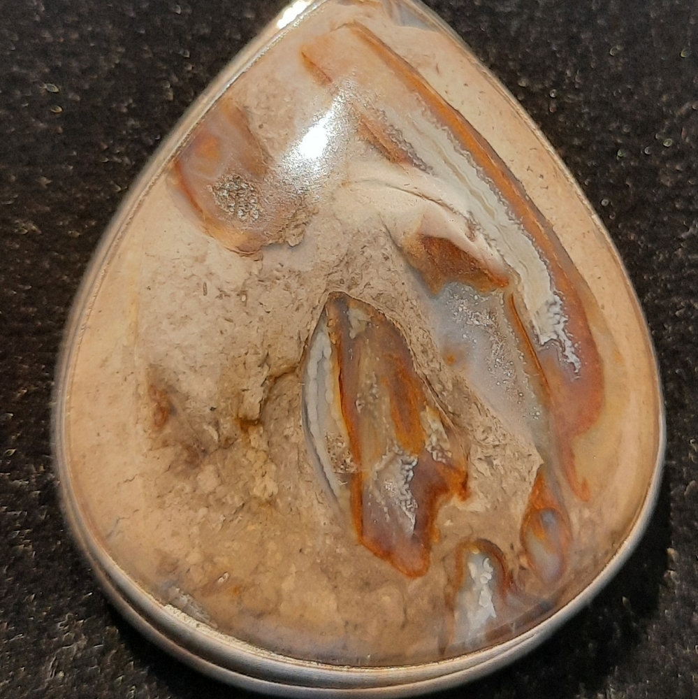 Silver necklace Fossil Pendant